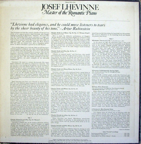Lhevinne, Josef - Master Of The Romantic Piano (VG+) (Vinyl LP)