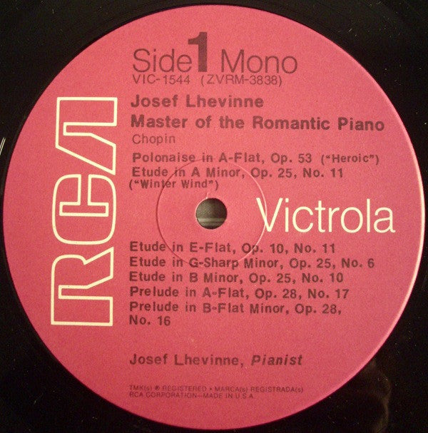 Lhevinne, Josef - Master Of The Romantic Piano (VG+) (Vinyl LP)