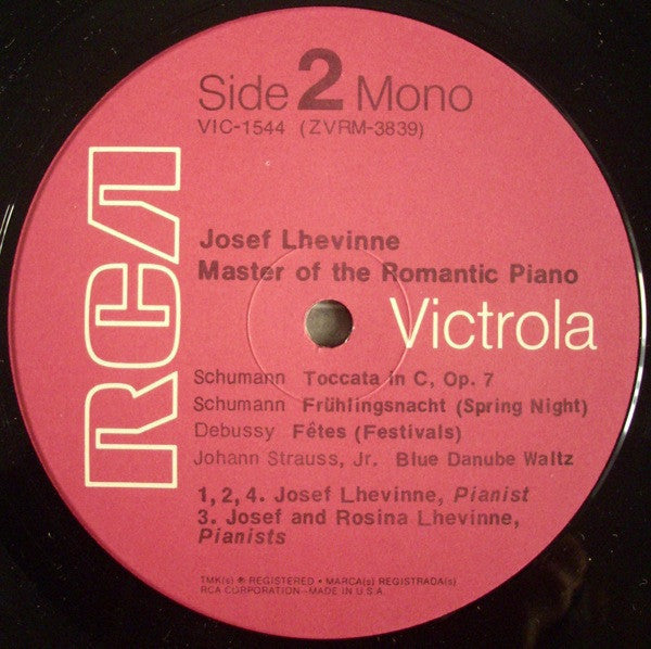 Lhevinne, Josef - Master Of The Romantic Piano (VG+) (Vinyl LP)