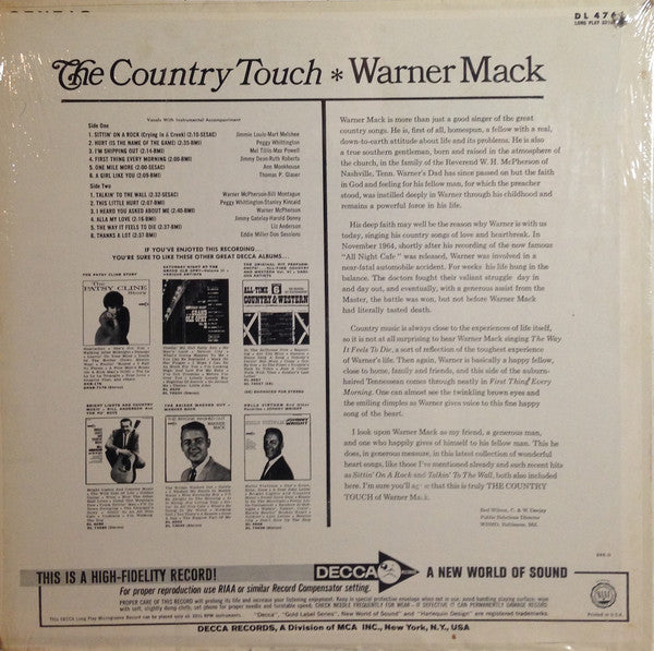 Mack, Warner - The Country Touch (VG) (Vinyl LP)