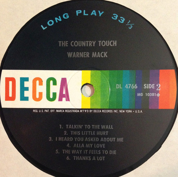 Mack, Warner - The Country Touch (VG) (Vinyl LP)