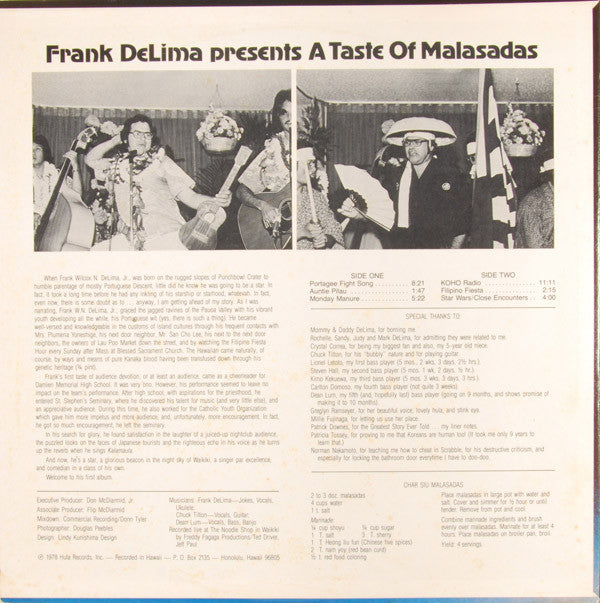 DeLima, Frank - A Taste Of Malasadas (VG+) (Vinyl LP)