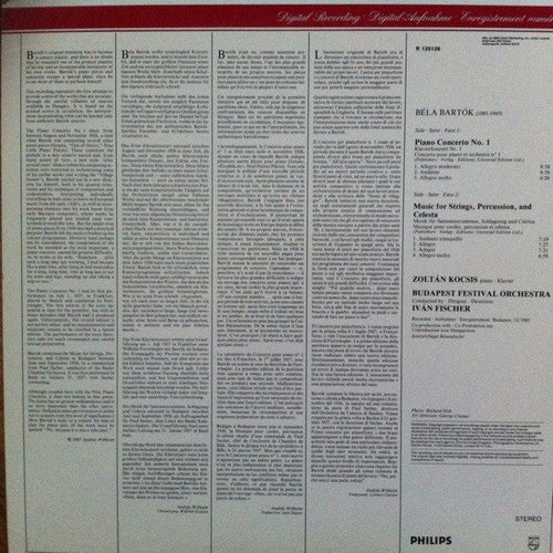 Bartok, Zoltan Kocsis, Budapest Festival Orchestra, Ivan Fischer - Piano Concerto No. 1; Music For Strings, Percussion And Celesta (Vinyl, VG+) (Vinyl LP)