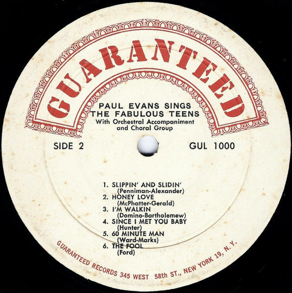 Evans, Paul - Paul Evans Sings The Fabulous Teens (VG+) (Vinyl LP)