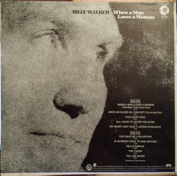 Walker, Bily - When A Man Loves A Woman (VG+) (Vinyl LP)