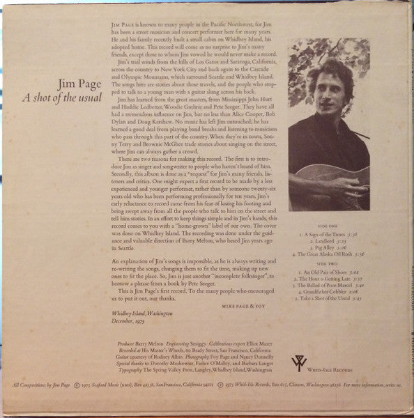 Page, Jim - A Shot Of The Usual (Vinyl, VG) (Vinyl LP)