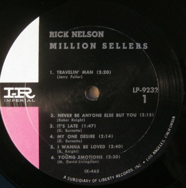 Nelson, Rick - Million Sellers (VG) (Vinyl LP)