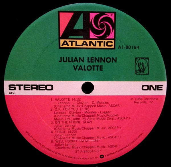 Lennon, Julian - Valotte (VG+) (Vinyl LP)
