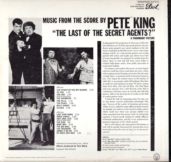 The Last Of The Secret Agents? (Music From The Score) (VG+) (Vinyl LP)