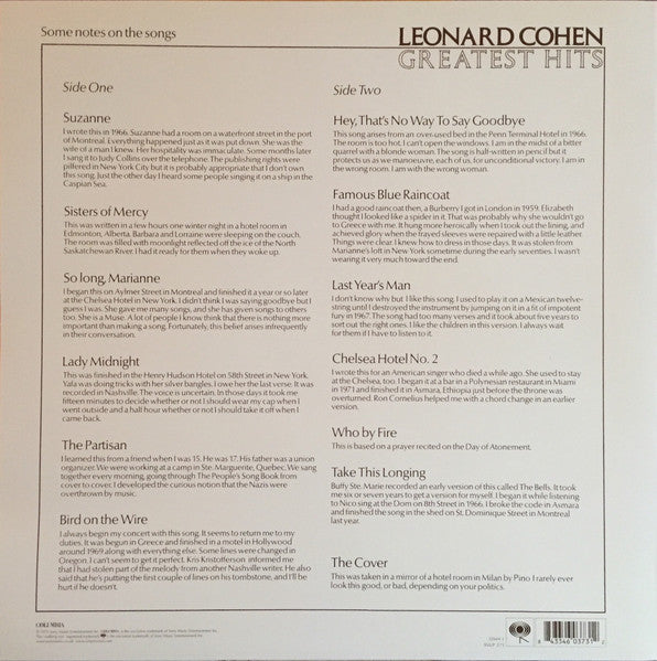 Cohen, Leonard - Greatest Hits (Vinyl, NM or M-) (Vinyl LP)