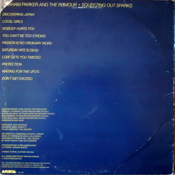 Parker, Graham And The Rumour - Squeezing Out Sparks (VG) (Vinyl LP)