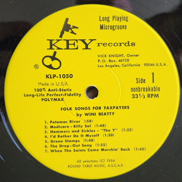 Beatty, Wini With Rhett Fink And The Folkniks - Folk Songs For Taxpayers (VG+) (Vinyl LP)