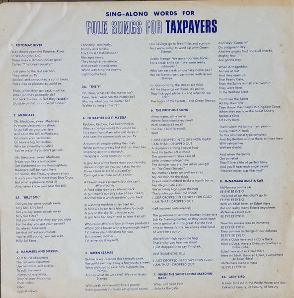 Beatty, Wini With Rhett Fink And The Folkniks - Folk Songs For Taxpayers (VG+) (Vinyl LP)