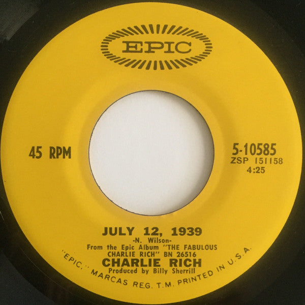 Rich, Charlie - July 12, 1939 (VG) (Vinyl LP)