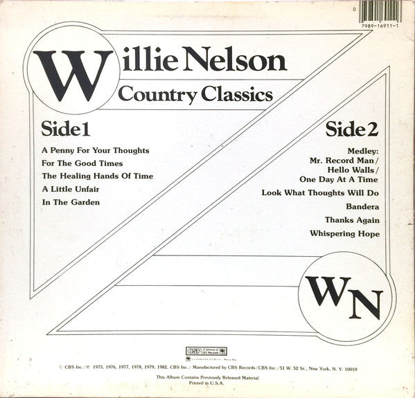 Nelson, Willie - Country Classics (Vinyl, VG+) (Vinyl LP)