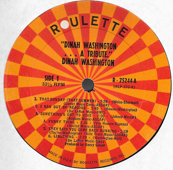 Washington, Dinah - In Tribute (Vinyl, M) (Vinyl LP)