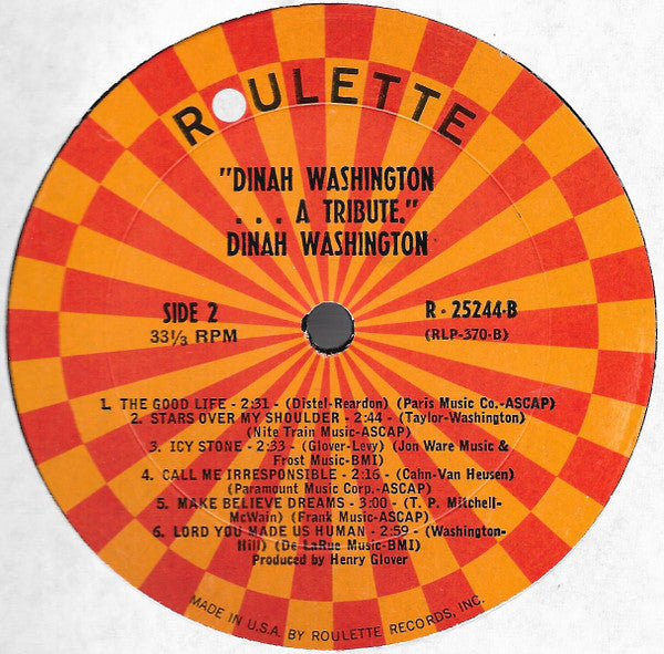 Washington, Dinah - In Tribute (Vinyl, M) (Vinyl LP)