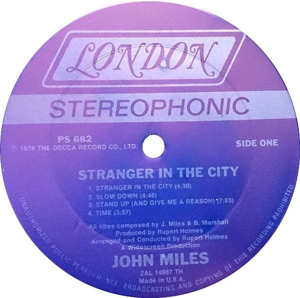 Miles, John - Stranger In The City (VG+) (Vinyl LP)