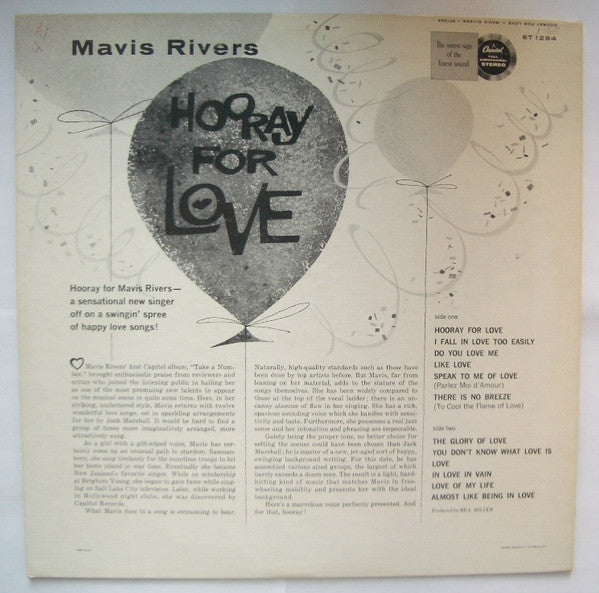Rivers, Mavis - Hooray For Love (VG+) (Vinyl LP)