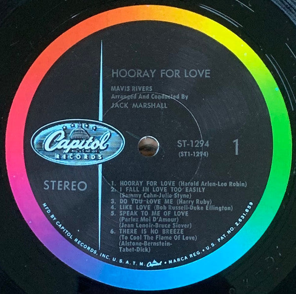 Rivers, Mavis - Hooray For Love (VG+) (Vinyl LP)
