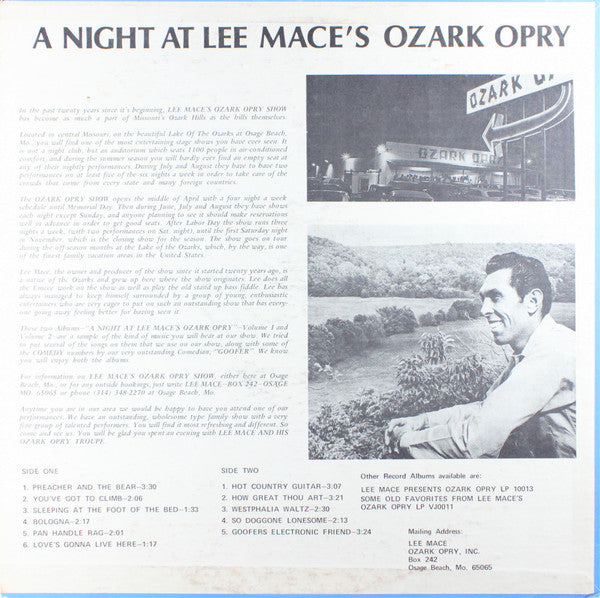 Lee Mace's Ozark Opry - A Night At Lee Mace's Ozark Opry Volume 2 (VG) (Vinyl LP)