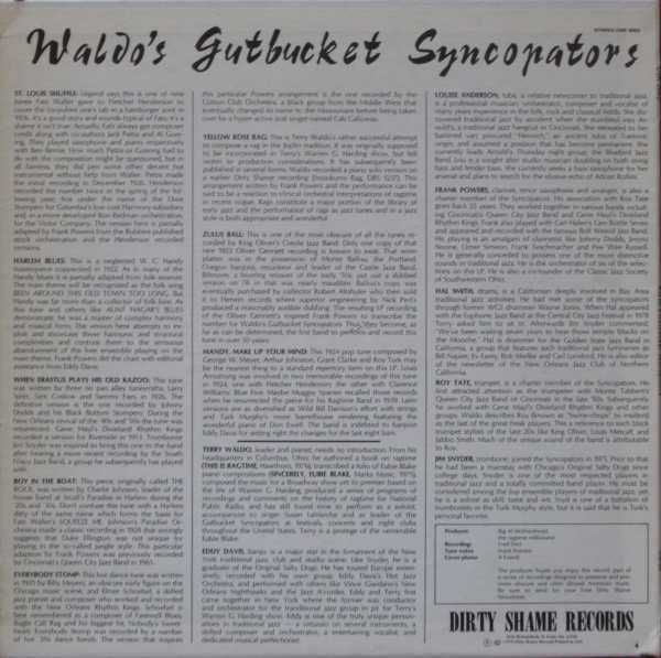 Waldo's Gutbucket Syncopators - Harlem Style Hot Jazz (VG) (Vinyl LP)
