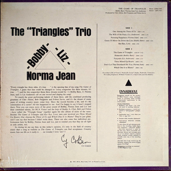 Bare, Bobby / Norma Jean / Liz Anderson - The Game Of Triangles (VG+) (Vinyl LP)