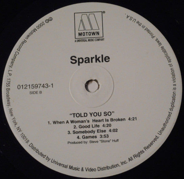 Sparkle  - Told You So (VG+) (Vinyl LP)
