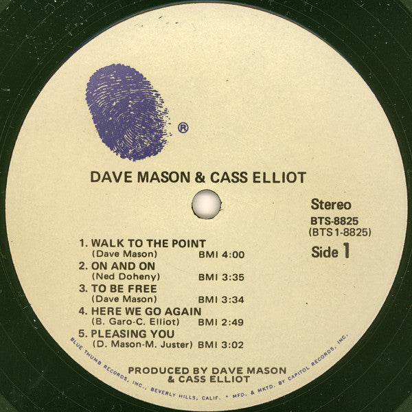 Mason, Dave & Cass Elliot - Dave Mason & Cass Elliot (VG+) (Vinyl LP)