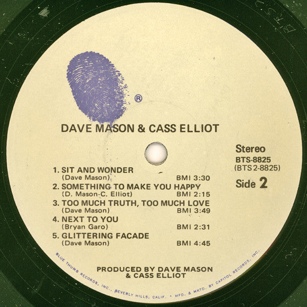 Mason, Dave & Cass Elliot - Dave Mason & Cass Elliot (VG+) (Vinyl LP)