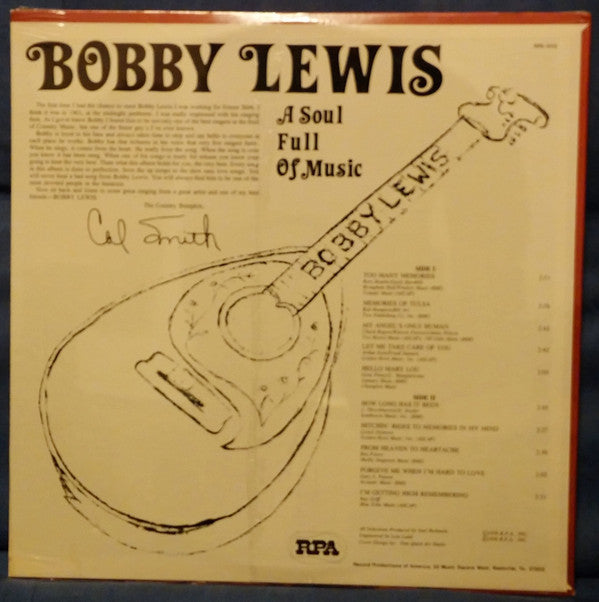 Lewis, Bobby - A Soul Full Of Music (VG+) (Vinyl LP)