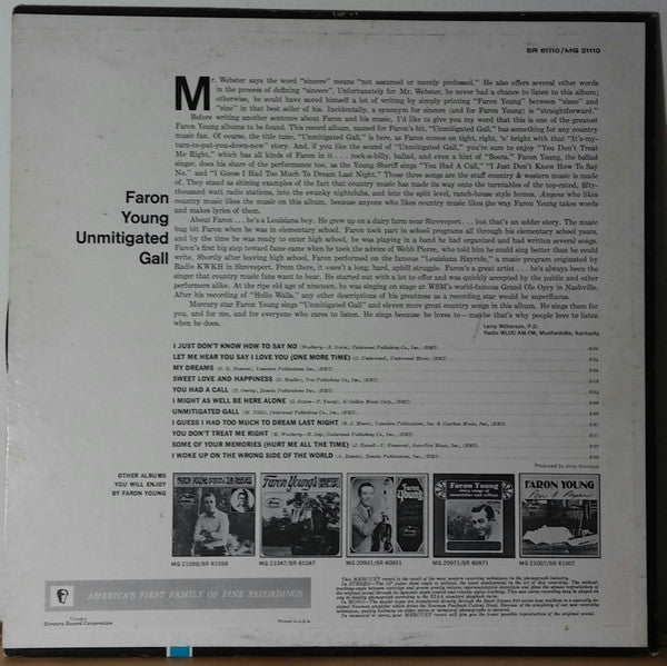 Young, Faron - Unmitigated Gall (VG+) (Vinyl LP)