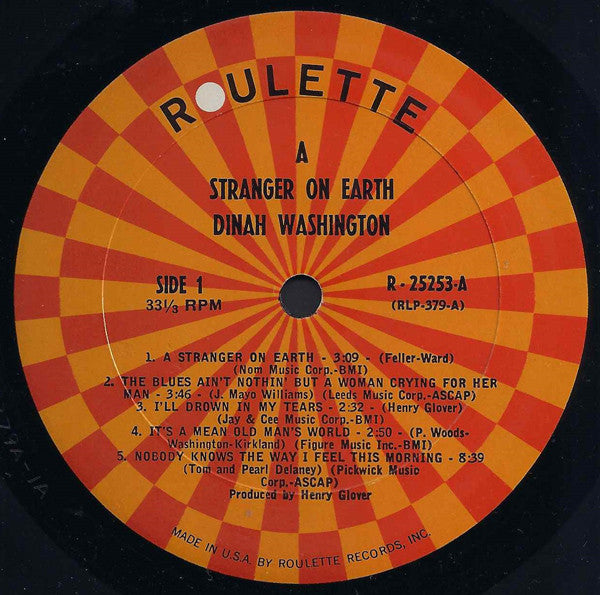 Washington, Dinah - A Stranger On Earth (Vinyl, VG+) (Vinyl LP)