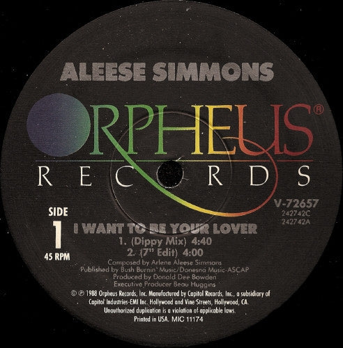 Simmons, Aleese - I Want To Be Your Lover (NM or M-) (Vinyl LP)