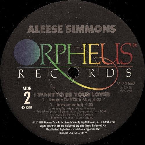 Simmons, Aleese - I Want To Be Your Lover (NM or M-) (Vinyl LP)