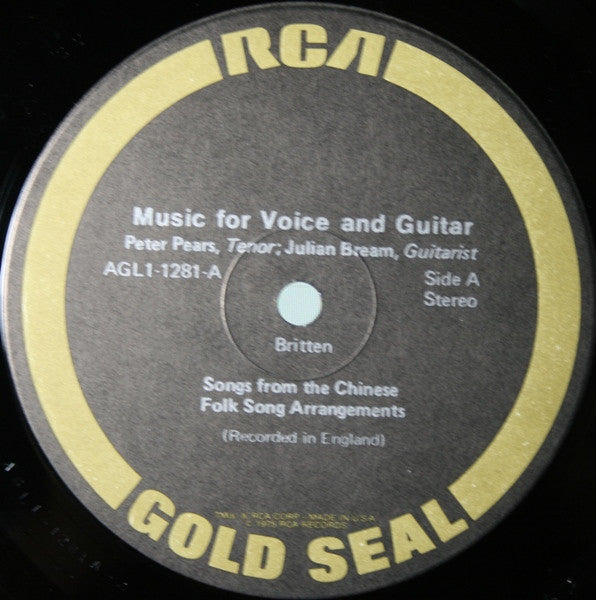 Bream, Julian - Peter Pears - Music For Voice And Guitar (VG+) (Vinyl LP)