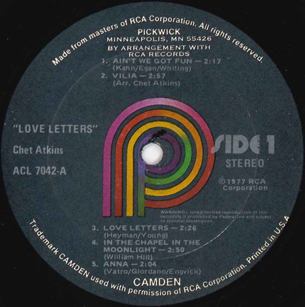 Atkins, Chet - Love Letters (NM or M-) (Vinyl LP)