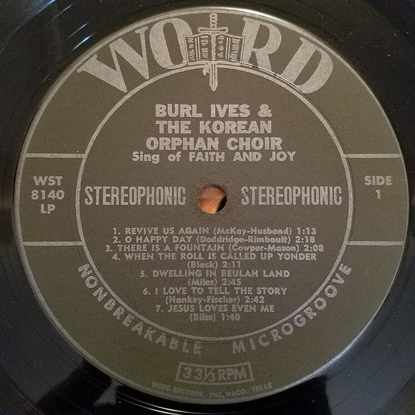 Ives, Burl & The World Vision Korean Orphan Choir - Faith And Joy (VG+) (Vinyl LP)