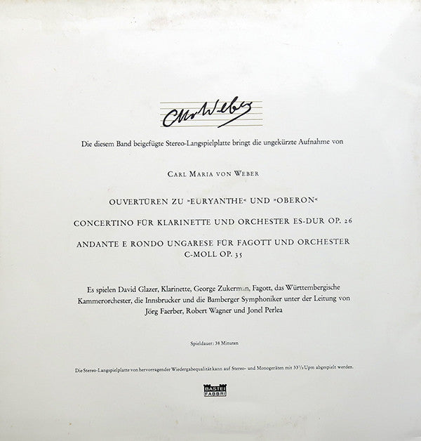 Von Weber, Carl Maria - Carl Maria Von Weber In 3 Folgen · Band II (VG+) (Vinyl LP)
