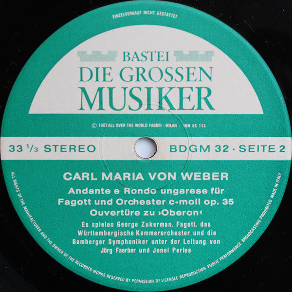 Von Weber, Carl Maria - Carl Maria Von Weber In 3 Folgen · Band II (VG+) (Vinyl LP)