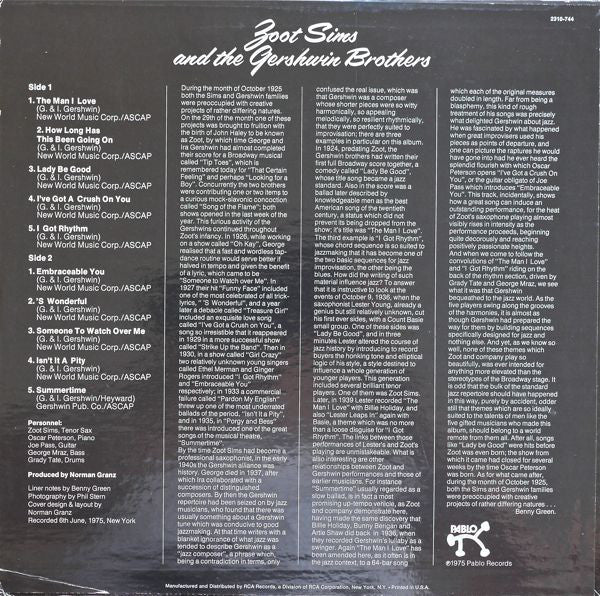 Sims, Zoot - Zoot Sims And The Gershwin Brothers (Vinyl, VG+) (Vinyl LP)