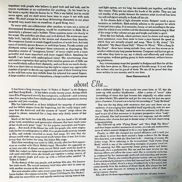 Fitzgerald, Ella - Ella Fitzgerald Sings The Rodgers And Hart Song Book  (Vinyl, NM or M-) (Vinyl LP)