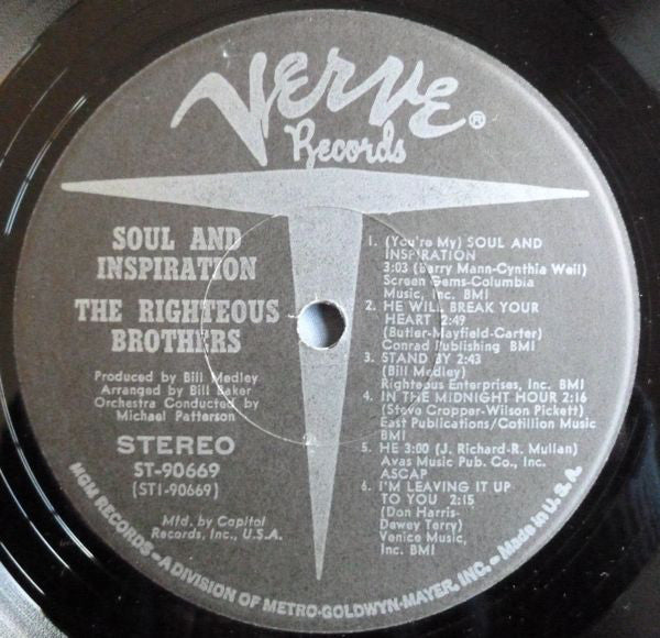 Righteous Brothers - Soul & Inspiration (VG+) (Vinyl LP)