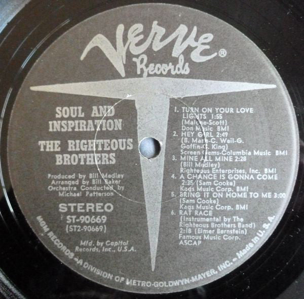 Righteous Brothers - Soul & Inspiration (VG+) (Vinyl LP)