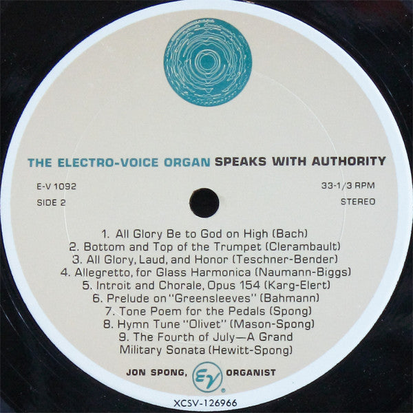 Spong, Jon - The Electro-Voice Series D Organ Speaks With Authority (NM or M-) (Vinyl LP)