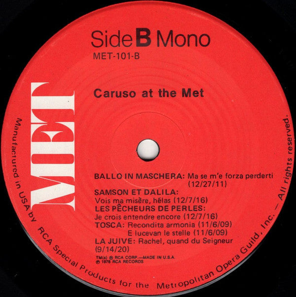 Caruso, Enrico - Caruso At The Met (M) (Vinyl LP)