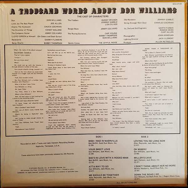 Williams, Don  - Volume Two (VG+) (Vinyl LP)