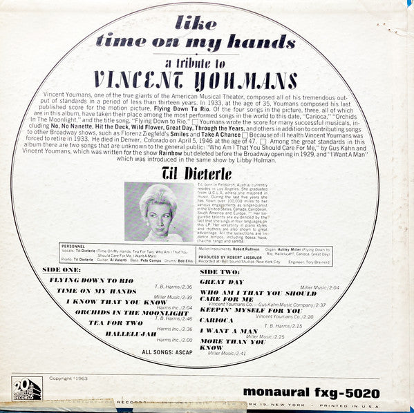 Dieterle, Til - Like Time On My Hands A Tribute To Vincent Youmans (VG+) (Vinyl LP)