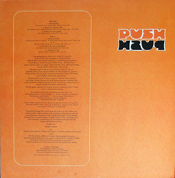 Mann, Herbie - Push Push (Vinyl, VG) (Vinyl LP)