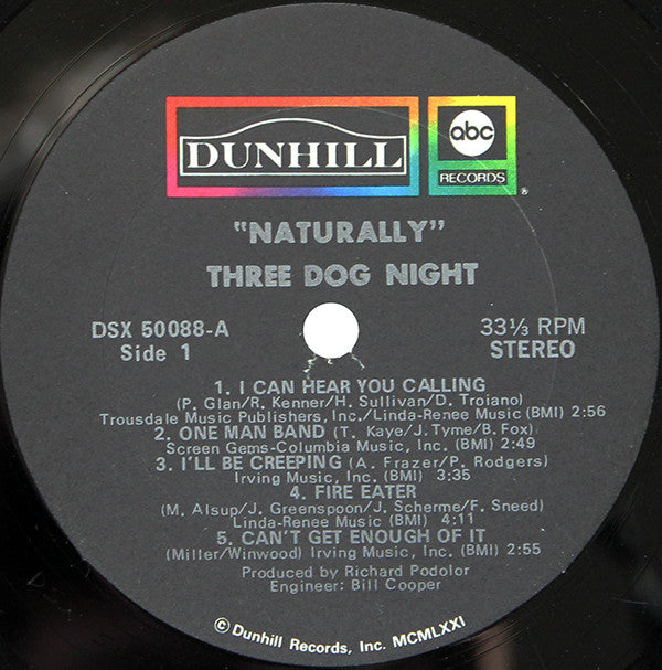Three Dog Night - Naturally (Vinyl, VG+) (Vinyl LP)